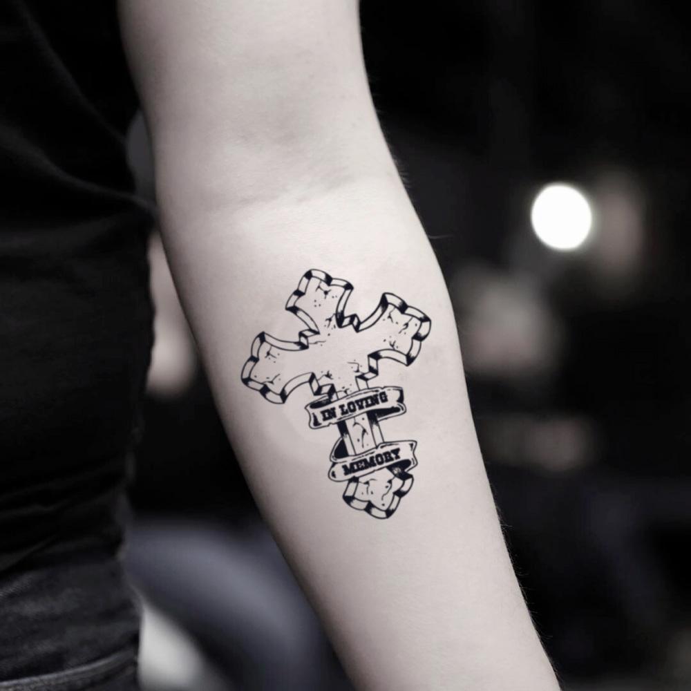 in loving memory cross tattoos designs