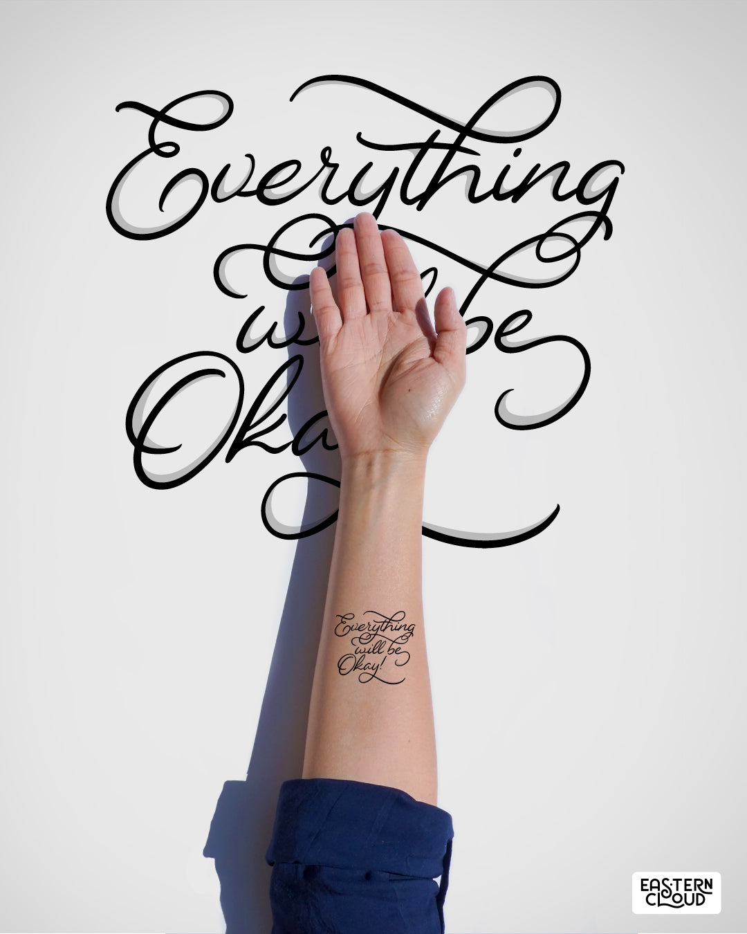 Eastern Cloud Everything Will Be Okay Temporary Tattoo Sticker Set of 2   OhMyTat