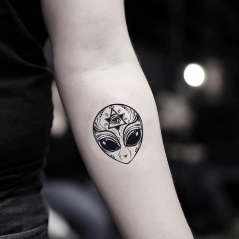 Alien Head Temporary Tattoo Sticker - OhMyTat