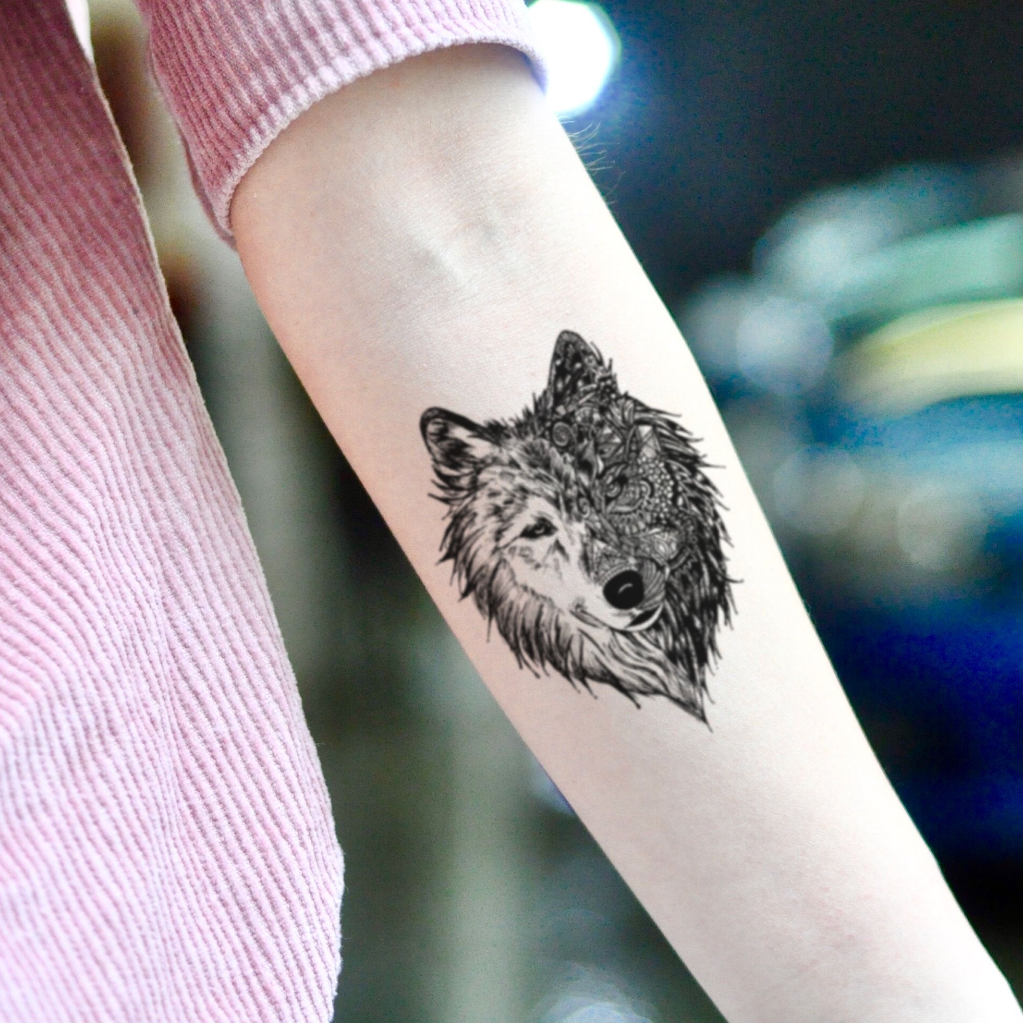 3D Alpha Wolf Double Face Temporary Tattoo Sticker - OhMyTat