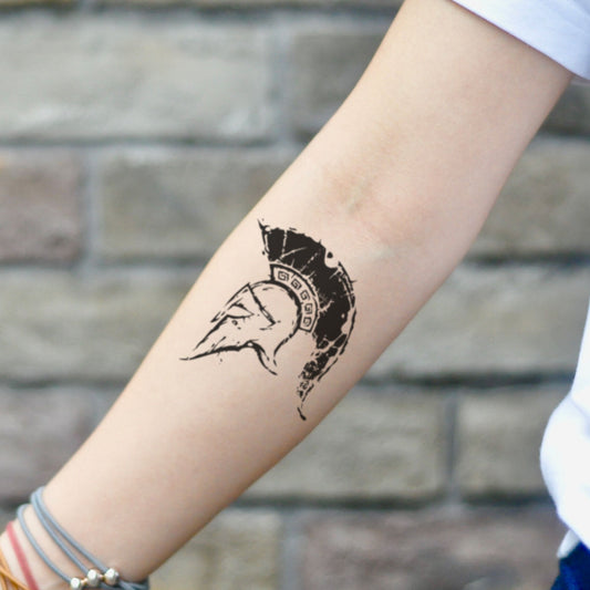 fake small ares illustrative temporary tattoo sticker design idea on inner arm