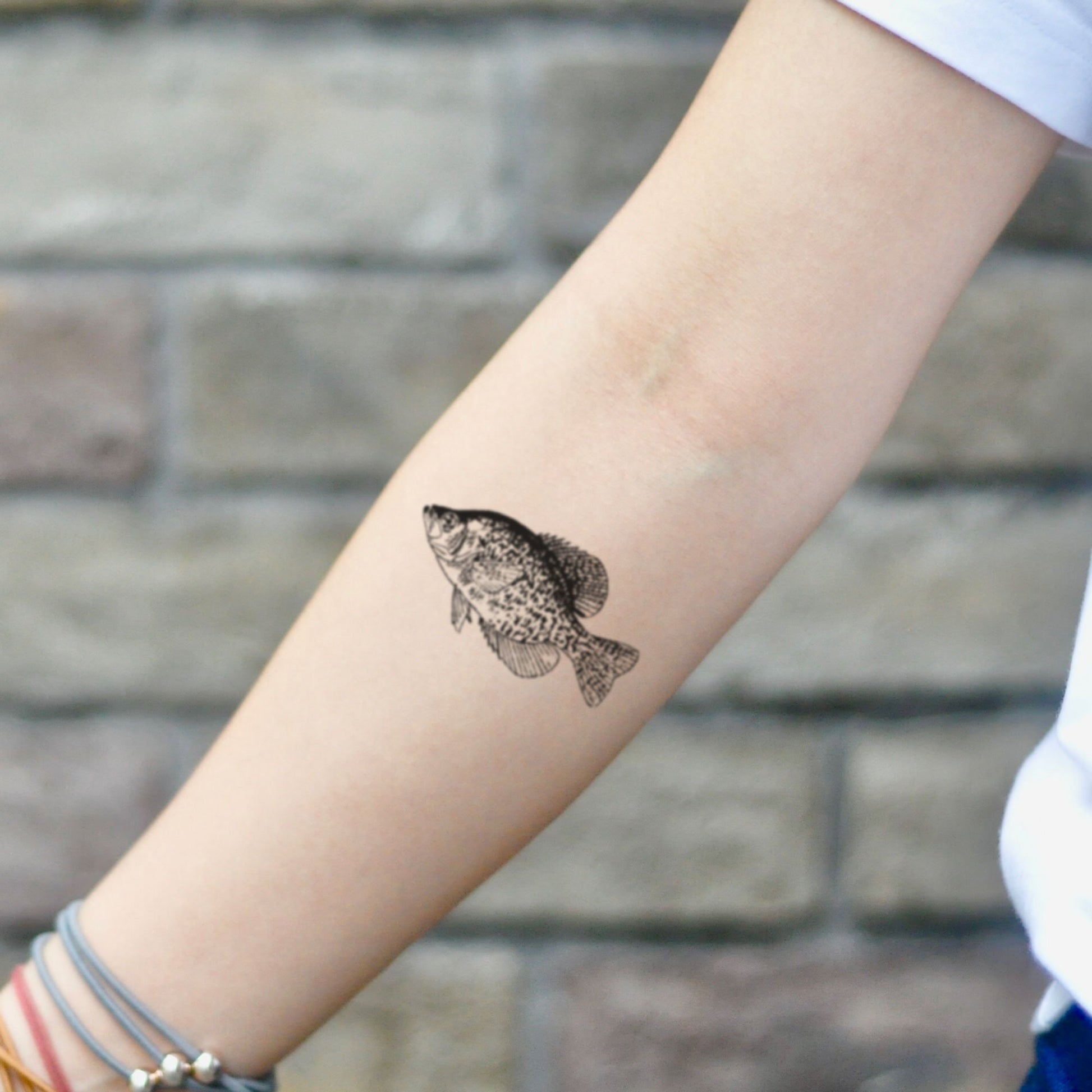 Crappie Fish Temporary Tattoo Sticker (Set of 2)