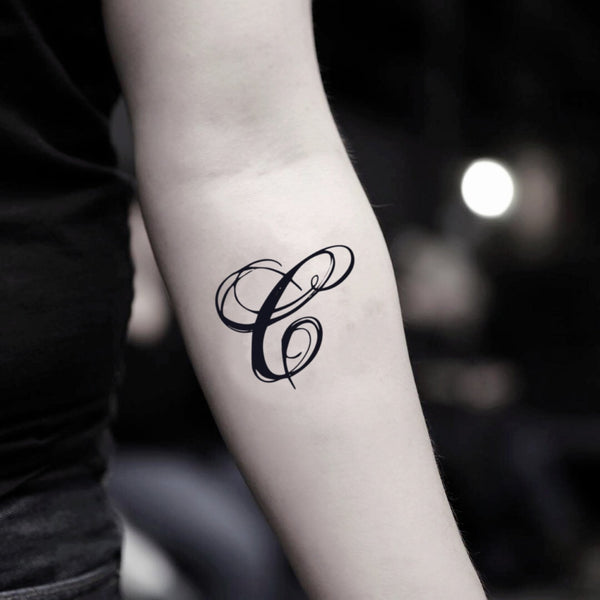 Letter C Temporary Tattoo Sticker - OhMyTat