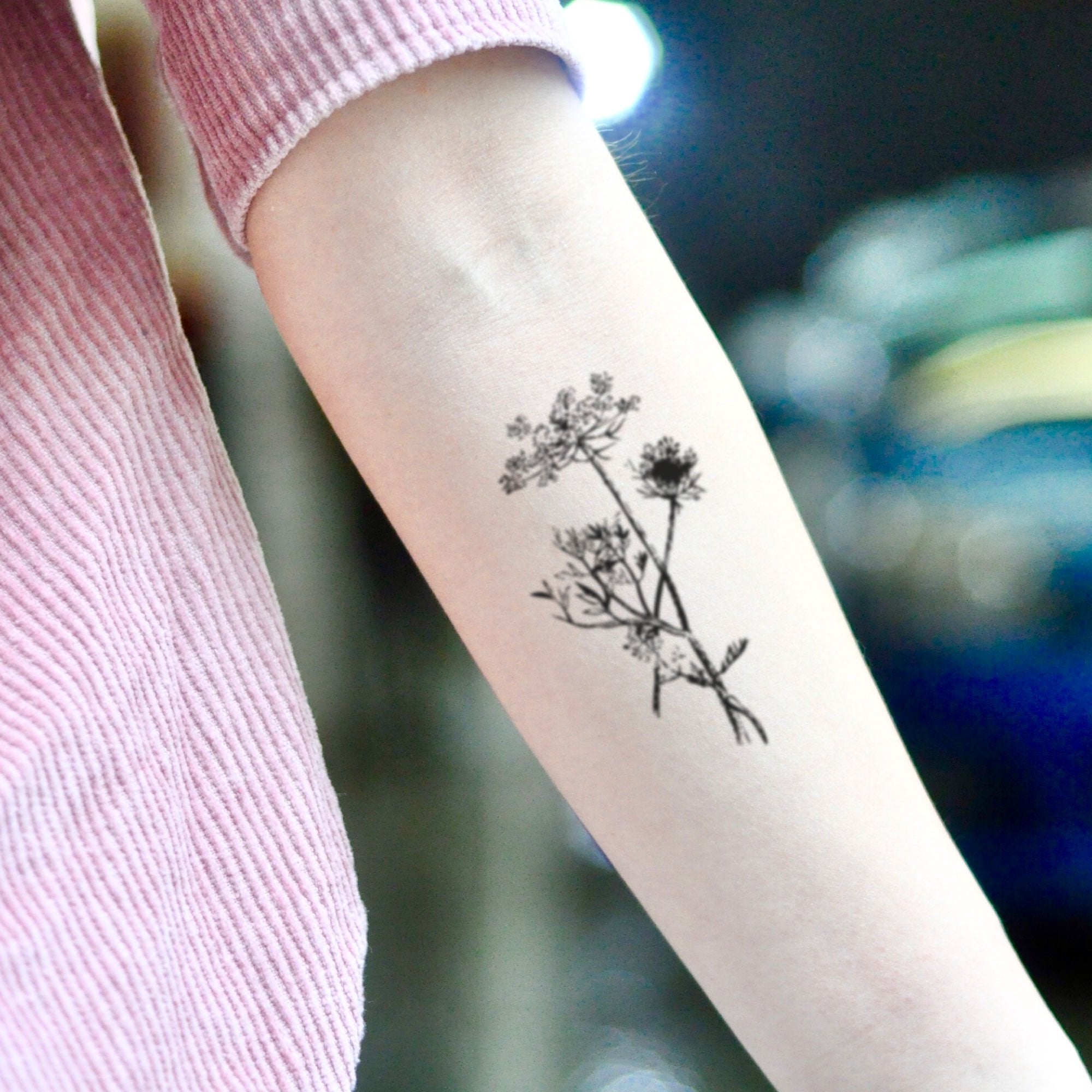 Queen Anne's Lace Temporary Tattoo, Fake Tattoo, Tattoo Artist Gift,  Festival Tattoo, Waterproof Tattoo, Tattoo Lovers Gift, Flowers Tattoo -  Etsy