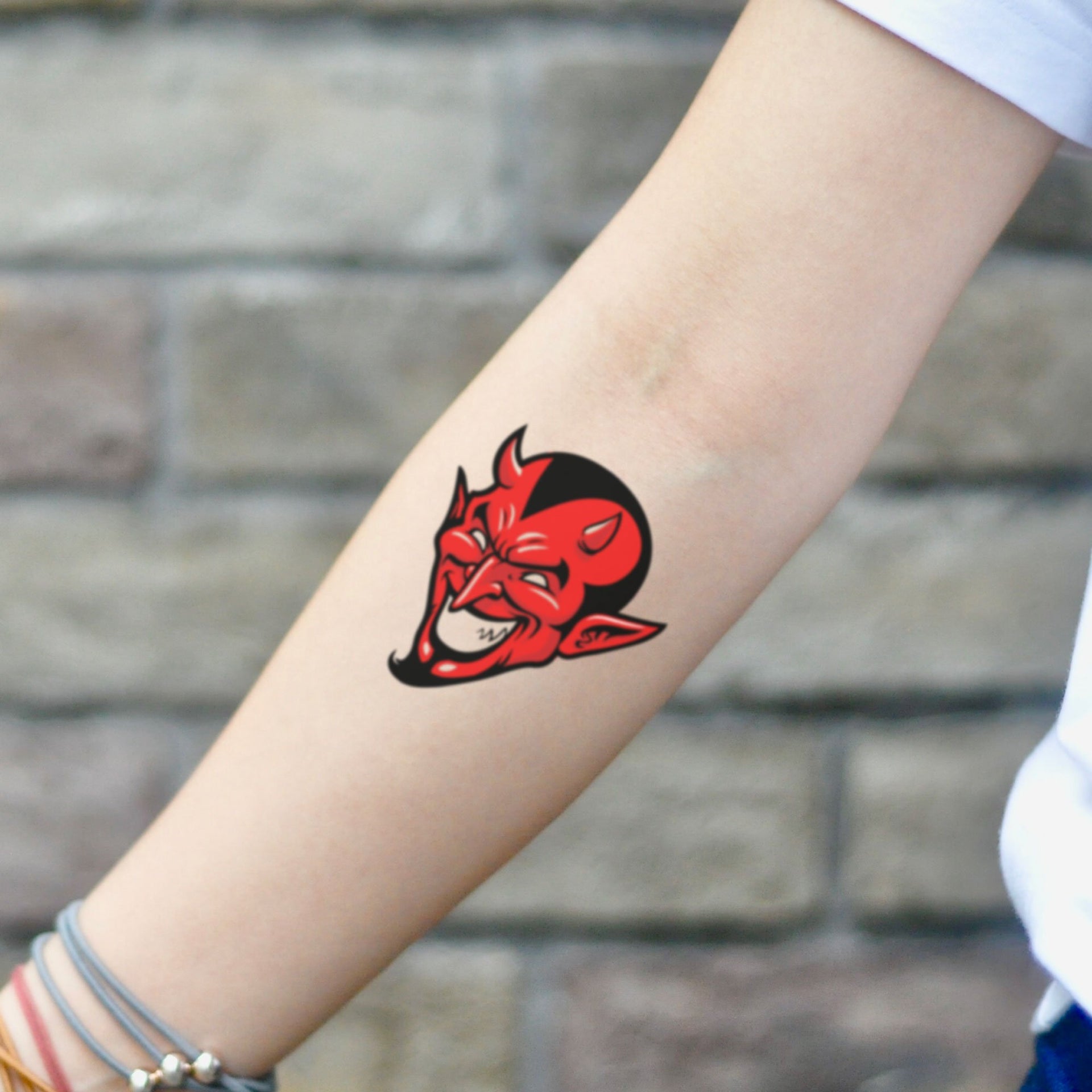 Red Coop Devil Temporary Tattoo Sticker (Set of 2)